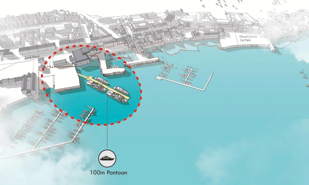 100m Pontoon mock up graphic Falmouth Harbour