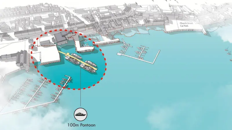 100m Pontoon mock up graphic Falmouth Harbour
