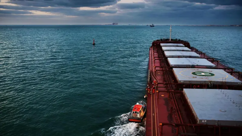 The image shows the wave data buoy on the water at Peel Ports