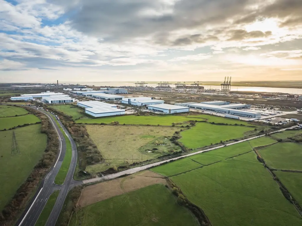 Aerial image of a new innovation hub at London Gateway