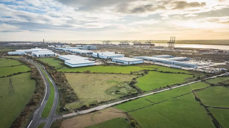Aerial image of a new innovation hub at London Gateway