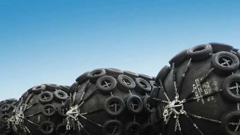 A close up image of the Jumbo Fender Rapid Deploy system