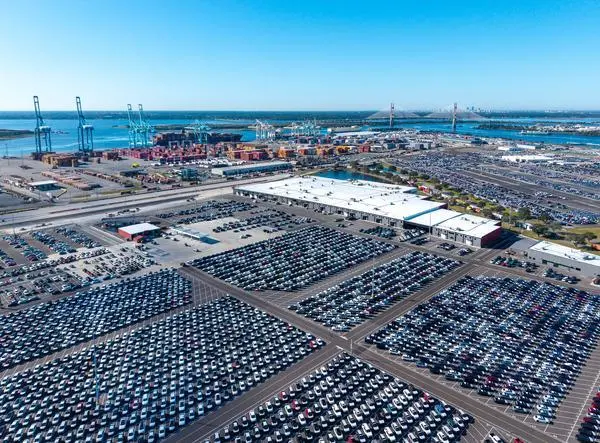 Aerial image of JAXPORT's new automotive processing centre