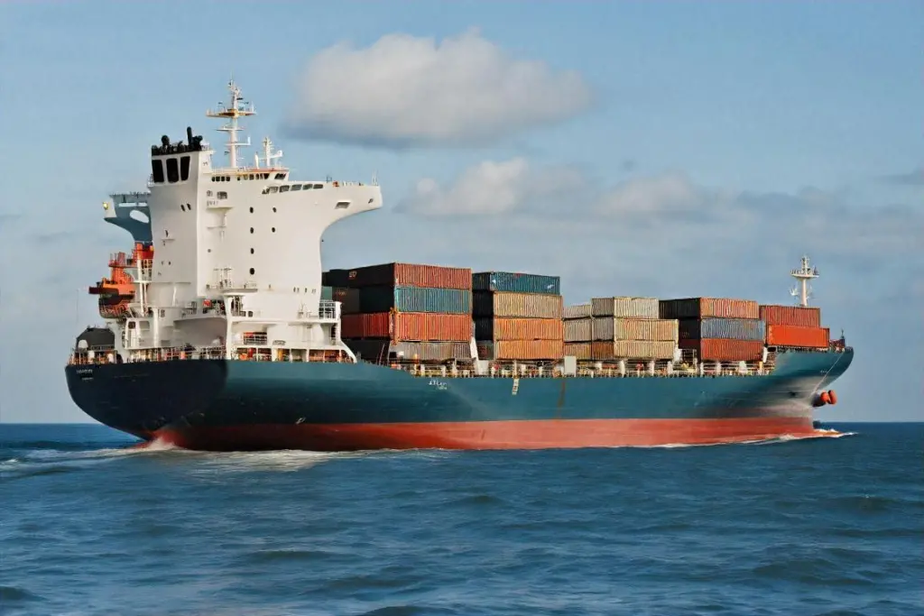 AI generated image of a container ship at sea