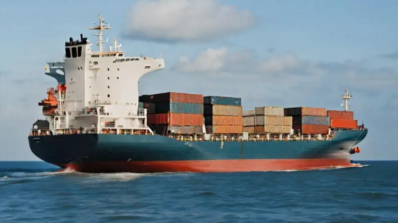 AI generated image of a container ship at sea