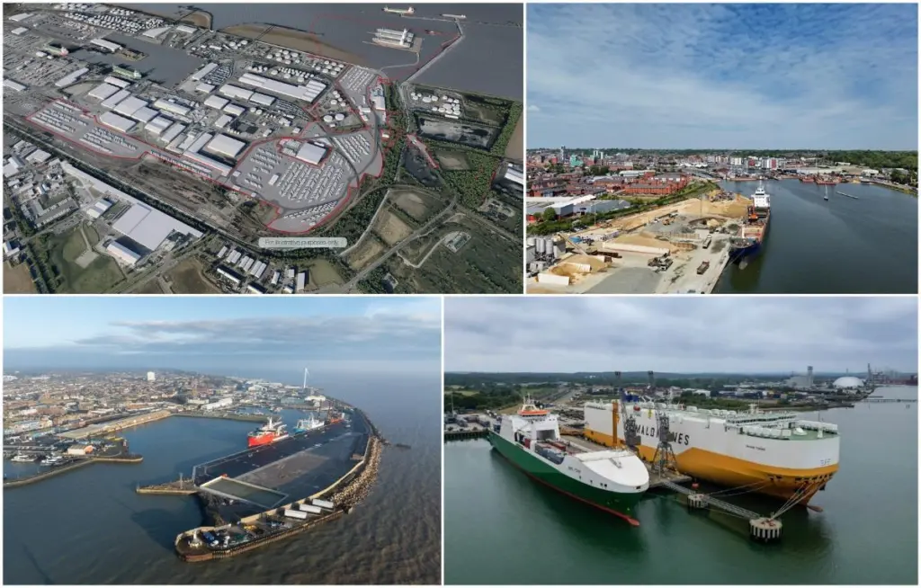 Four images of ports showing improvements to be made under an ABP upgrade programme