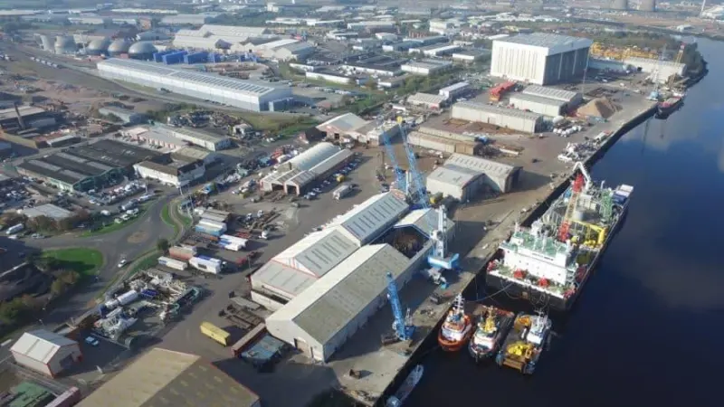 An aerial shot of the AV Dawson owned Port of Middlesbrough