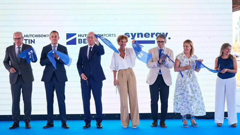 Members of Hutchison Ports celebrating the inauguration of a new Navarra terminal