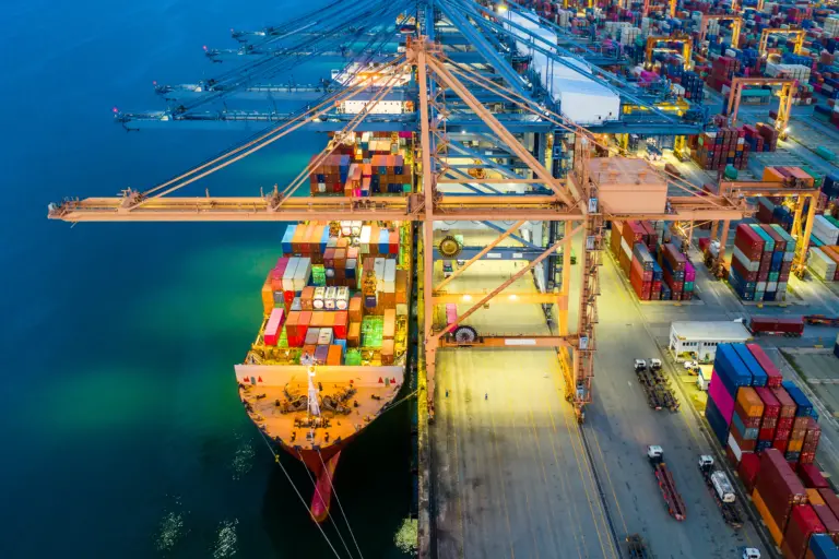 Container ship & warehouse