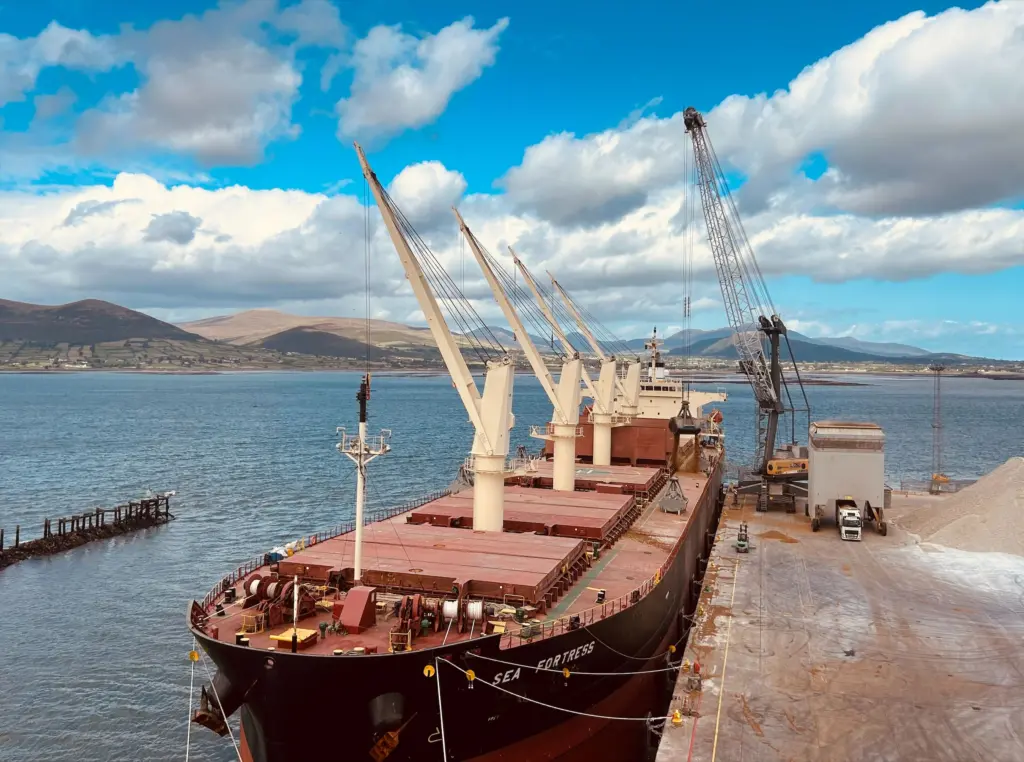 mobile harbour crane and ship alongside at Greenore Port