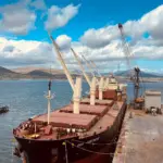 mobile harbour crane and ship alongside at Greenore Port