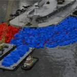 Computerised image of red and blue rocks to shore up Teesport