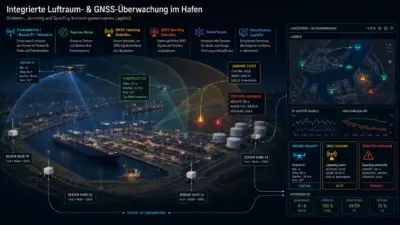 Graphic showing how ports can be monitored to protect them from airborne attack