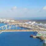 Panorama,Aerial,View,Of,Corpus,Christi,Harbor,Bridge,With,Row