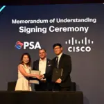 (l-r) Tay Bee Kheng, president, Cisco ASEAN, Clarence Barboza, managing director, Digital Impact Office, Cisco APJC, Nelson Quek, regional CEO Southeast Asia, PSA International