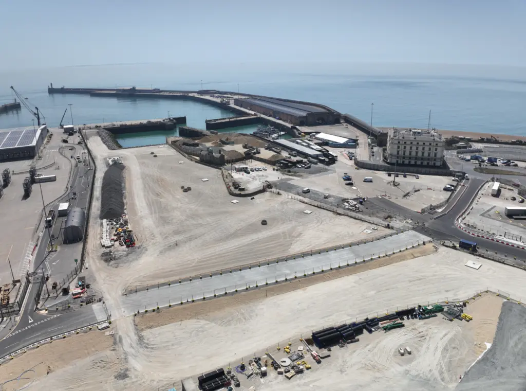 Aerial shot of Dover Western Docks
