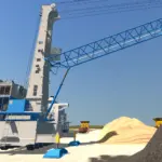 mobile crane at a port