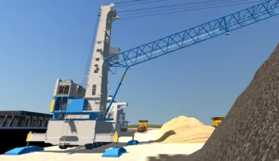 mobile crane at a port