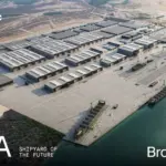 Saronic Port Alpha rendering showing warehouses