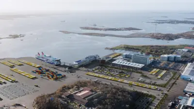 Aerial image of new Stena Line terminal at Gothenburg